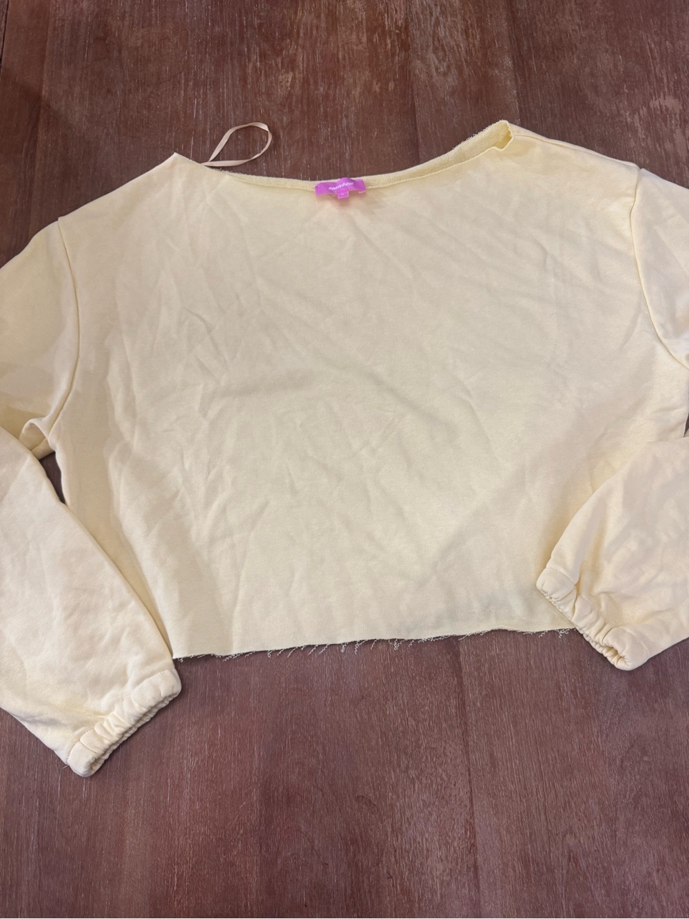 Edikted Pale Yellow Cropped Long-Sleeve Top